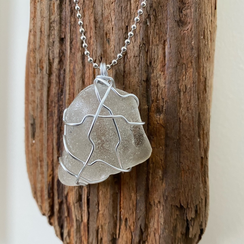 Large White Sea Glass Necklace